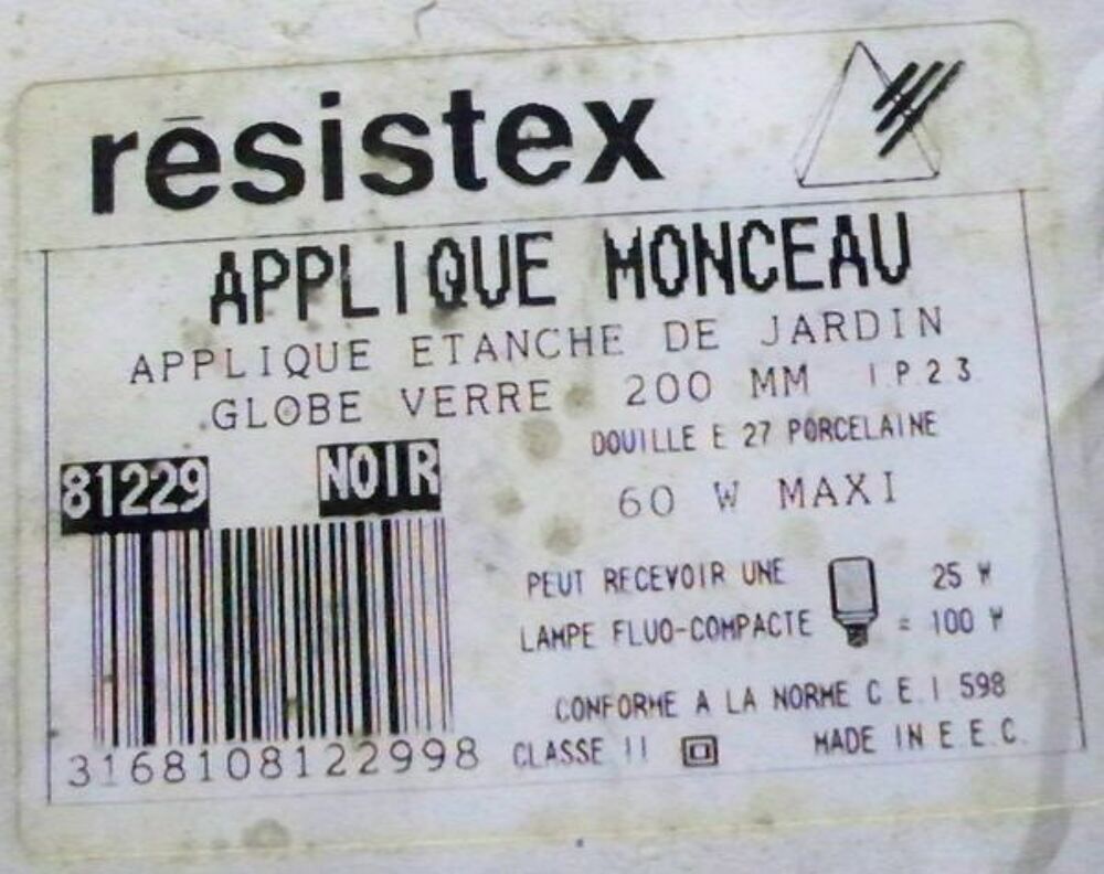 Applique ext&eacute;rieure Boule verre dim: 200 Bricolage