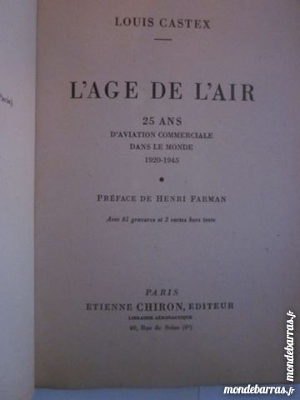 L'AGE DE L'AIR par LOUIS CASTEX Livres et BD