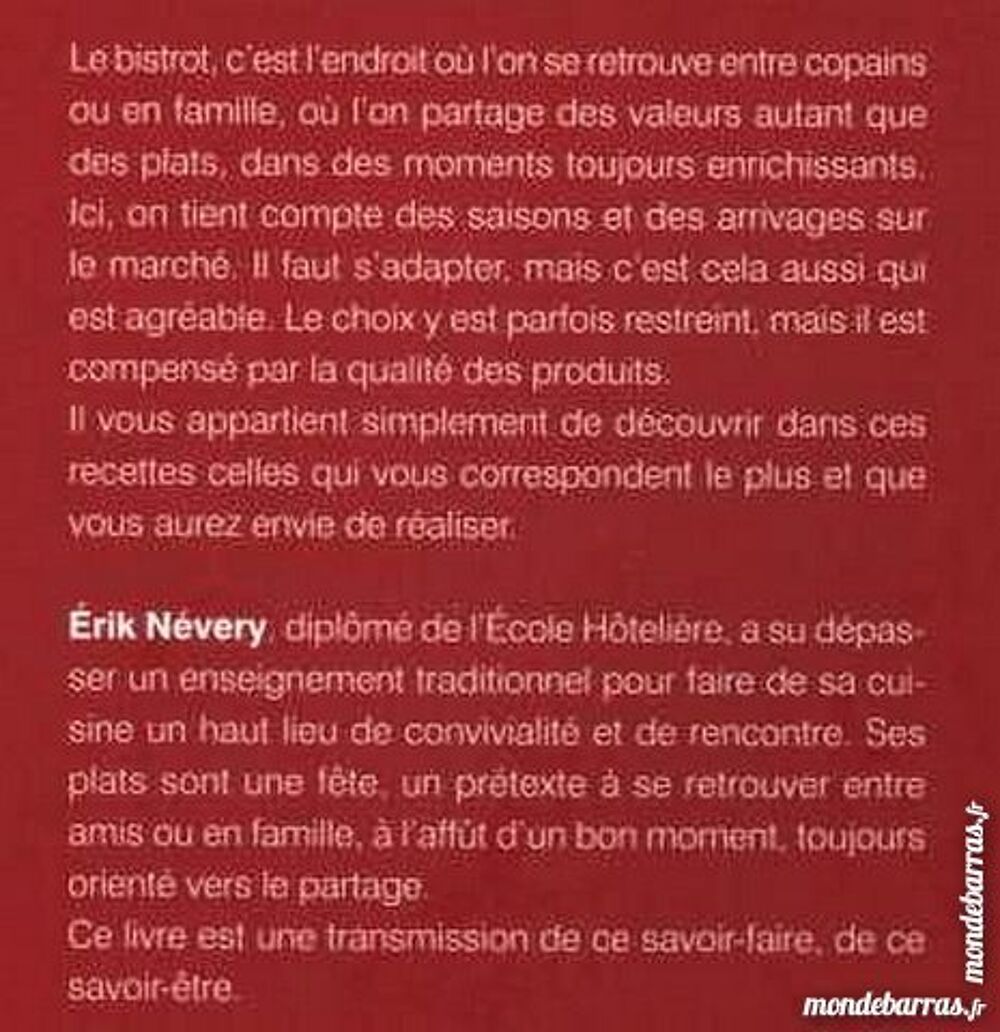 LA CUISINE DES BISTROTS / prixportcompris Livres et BD