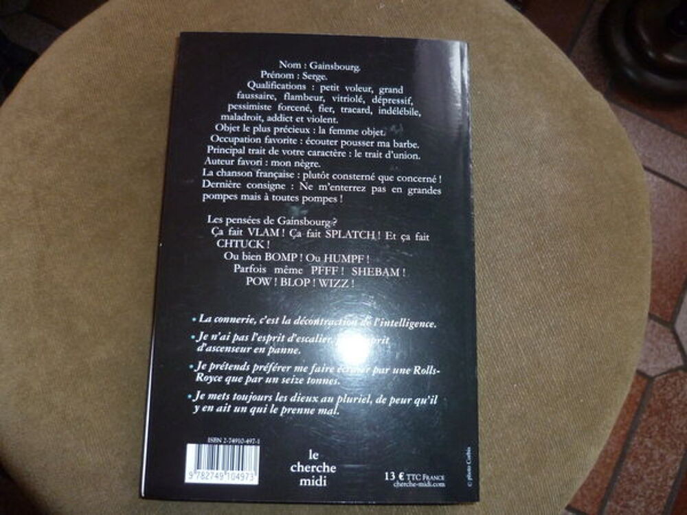 LIVRE NEUF SERGE GAINSBOURG PENSEES PROVOCS Livres et BD