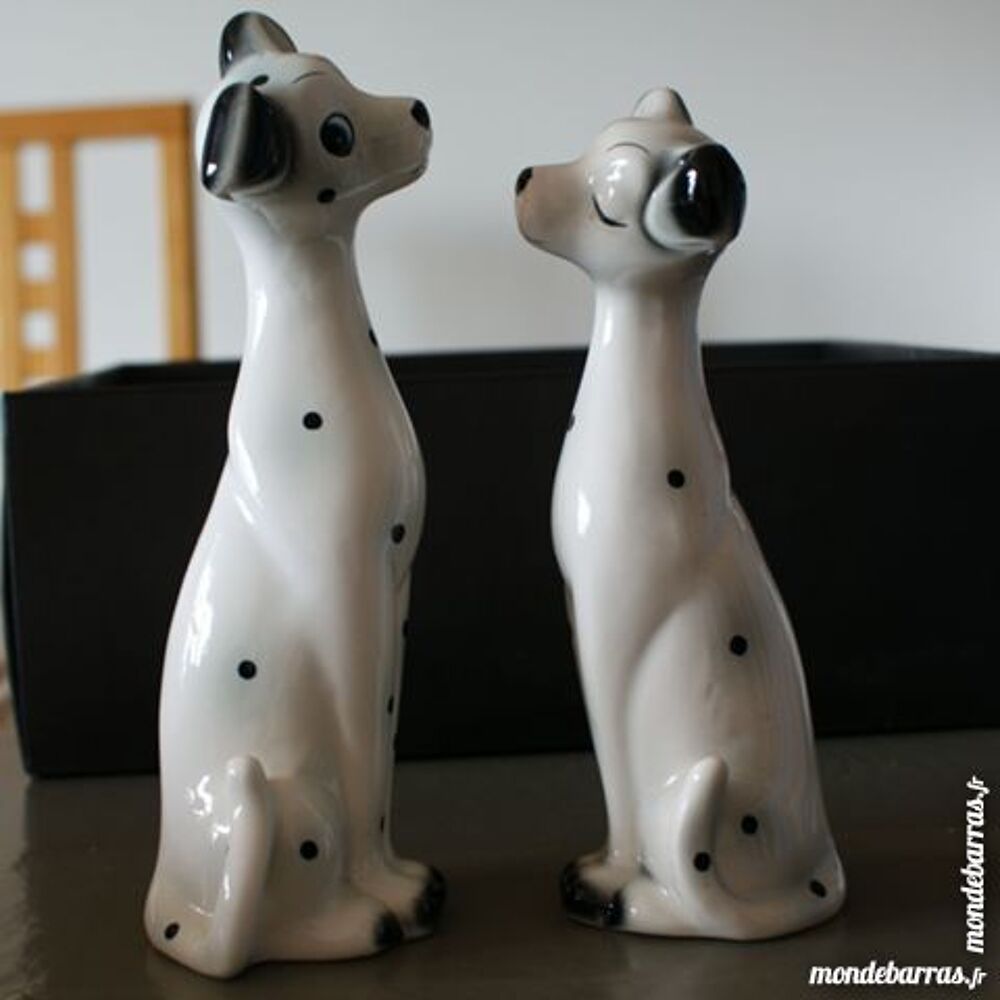 Statuettes &laquo;couple 101 Dalmatiens&raquo; en fa&iuml;ence Décoration