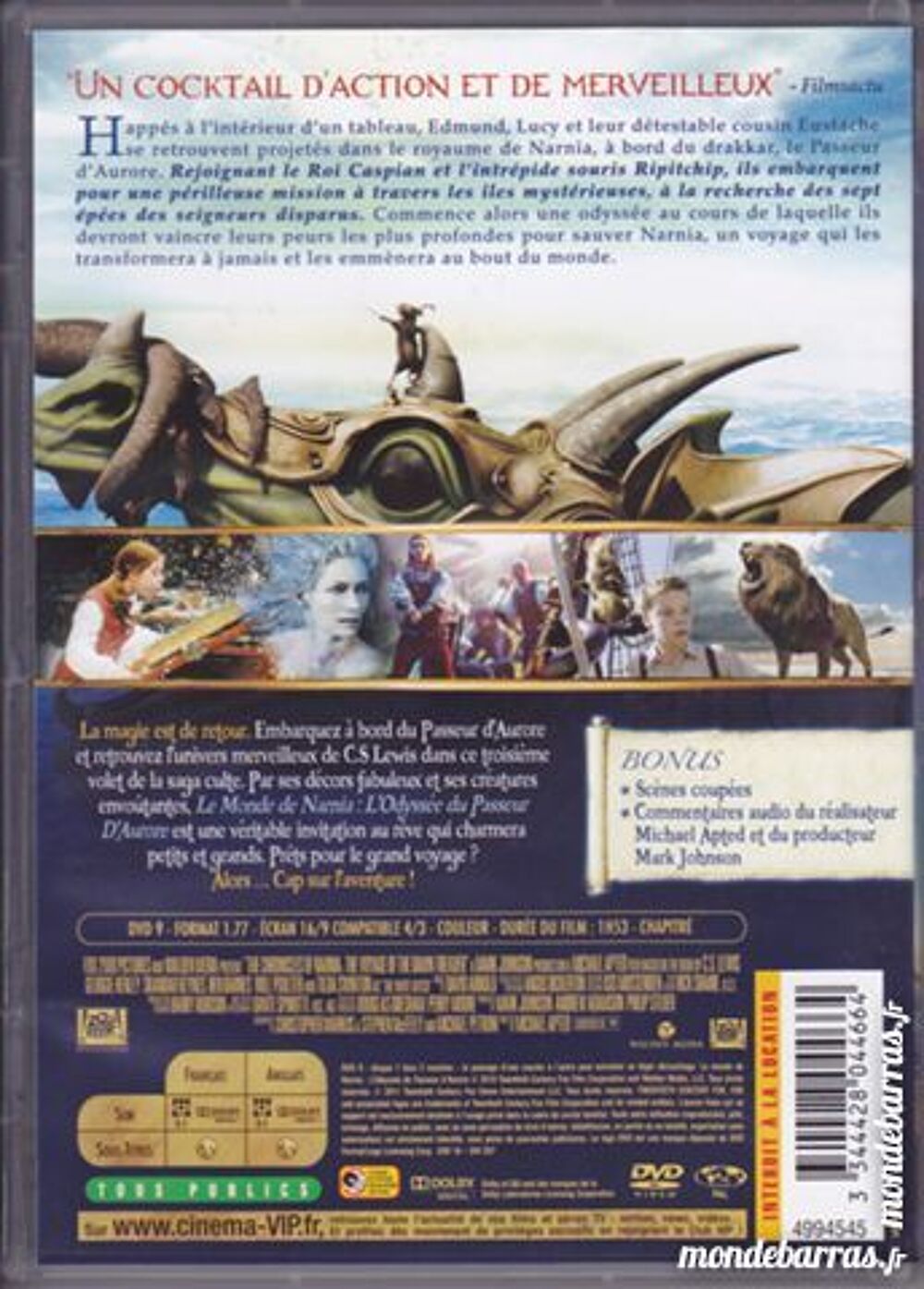 NARNIA l'odyss&eacute;e du passeur d'aurore DVD et blu-ray