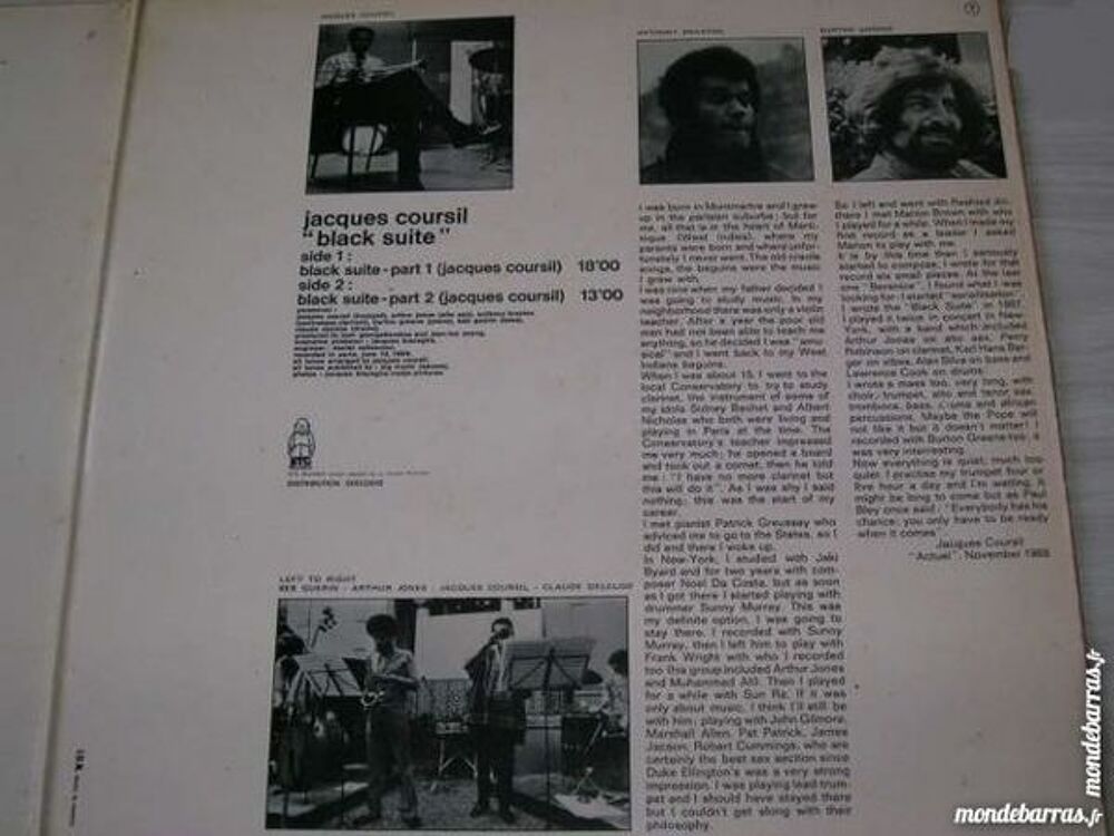 33 TOURS JACQUES COURSIL Black suite - RARE JAZZ CD et vinyles