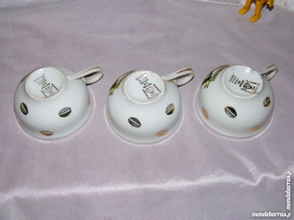 3 tasses caf&eacute; GAUTIER CAFETIERE vintage porcelaine Décoration
