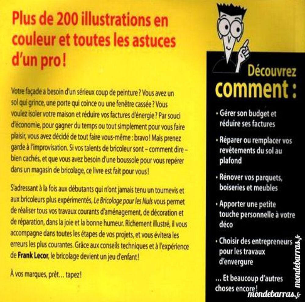 LE BRICOLAGE POUR LES NULS / prixportcompris Livres et BD