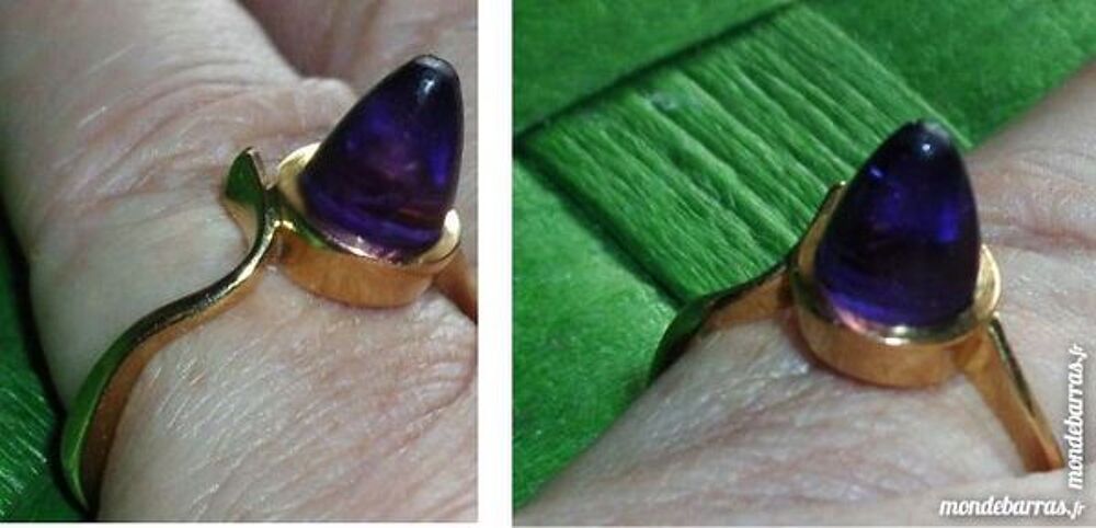Bague or 18 carats, c&ocirc;ne am&eacute;thyste Bijoux et montres