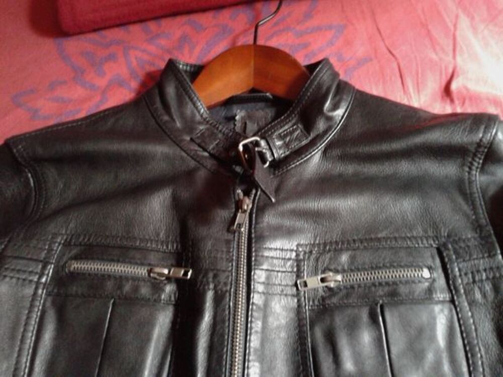 Blouson NAF NAF cuir agneau souple noir T 42 Vêtements