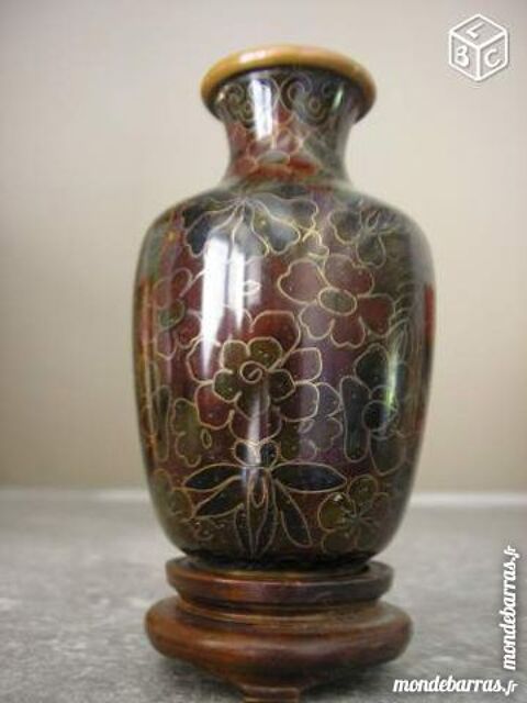 PETIT VASE, EMAUX CLOISONNES, Ton marron, 8,5 cm 15 Lons-le-Saunier (39)
