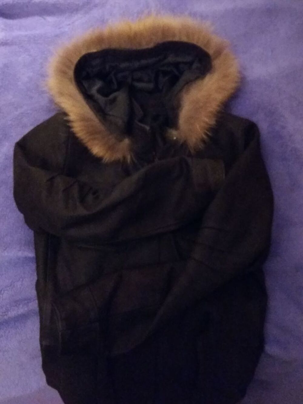 Veste cuir avec col en fourrure Vêtements
