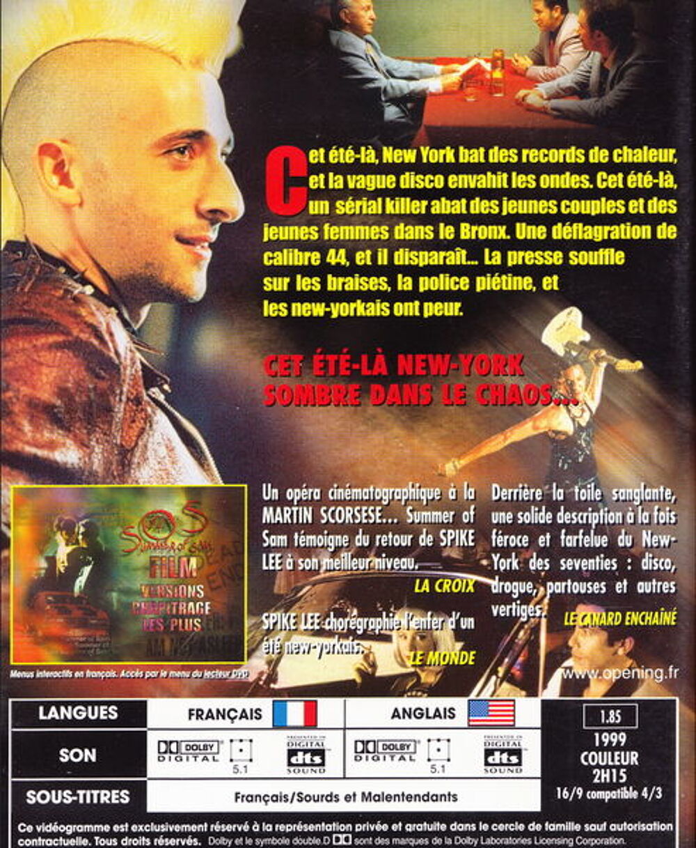 DVD Summer of Sam
DVD et blu-ray