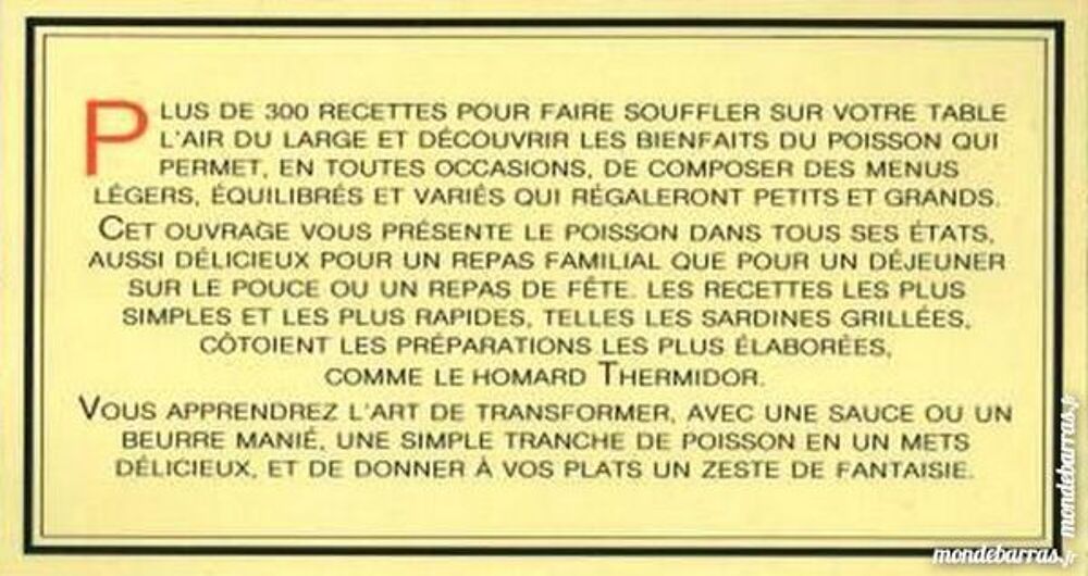 RECETTES DE LA MER - CUISINE / prixportcompris Livres et BD