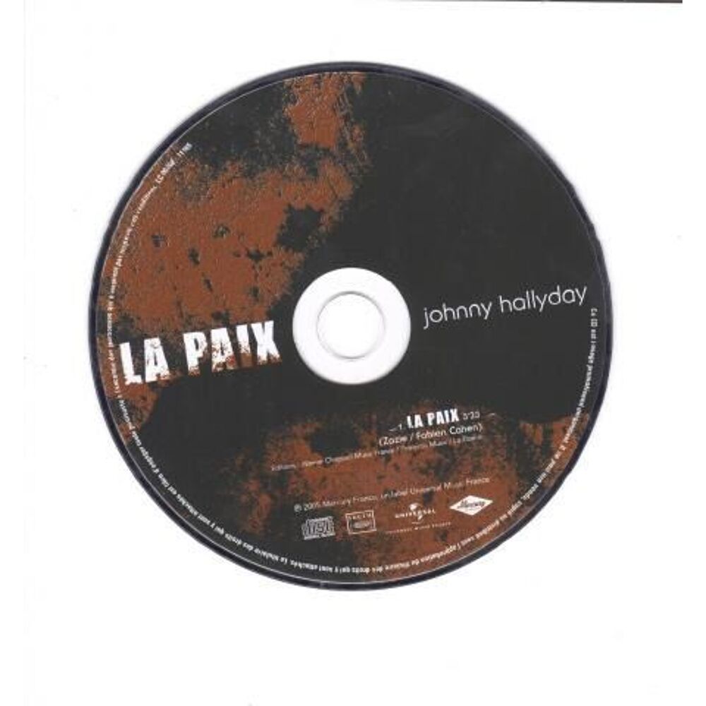 Johnny Hallyday &laquo; La paix &raquo; Promo CD et vinyles
