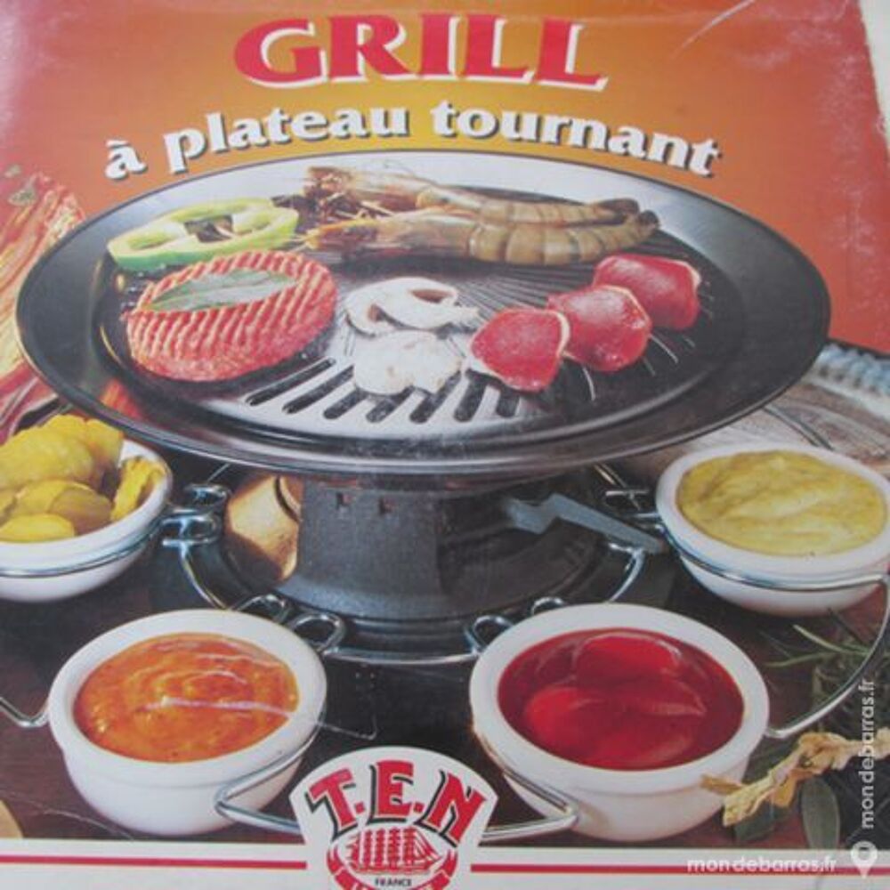 GRILL DE TABLE FONTE tournant + 6 ramequins Electroménager
