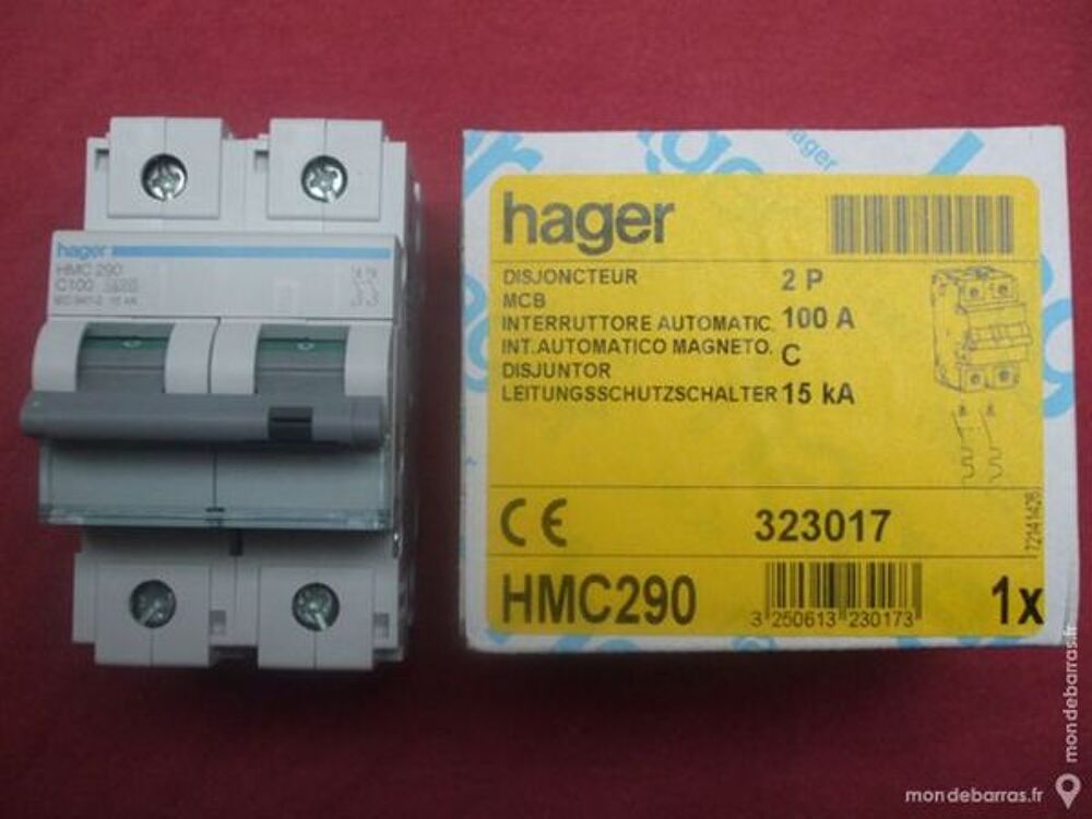R&eacute;f HMC290 DISJONCTEUR HAGER 2P 100A C 15kA 415V Bricolage