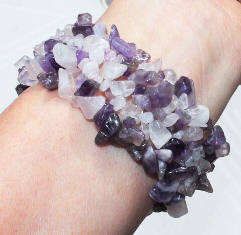 BRACELET en CRISTAUX D'AMTHYSTE et QUARTZ ROSE 20 Nice (06)