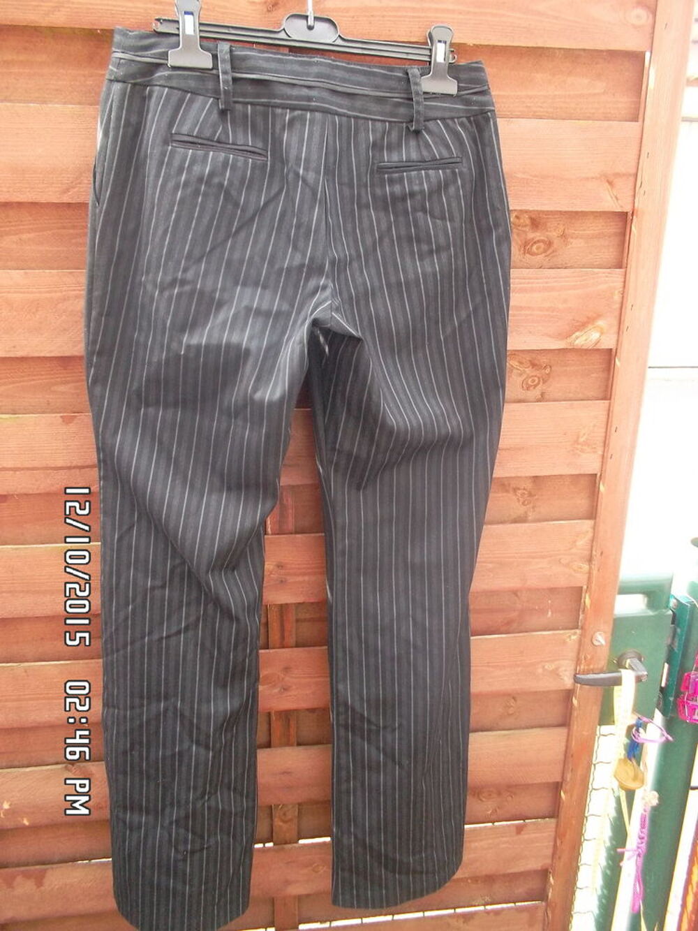 PANTALON NOIR RAYURES GRISES PROMOD*JUSTE 3E*KIKI60230 Vêtements