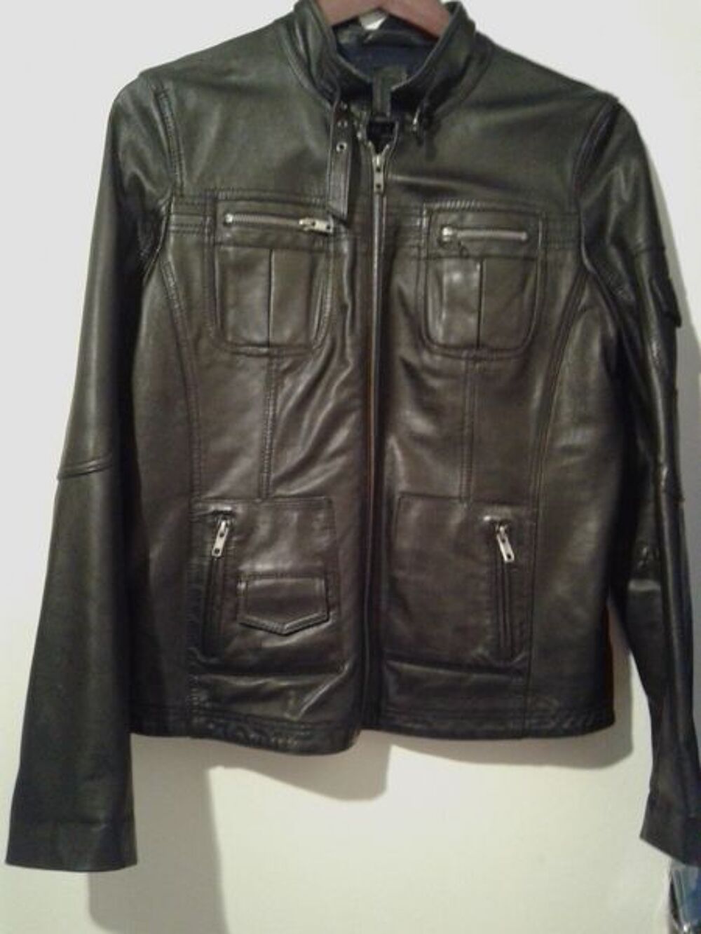 Blouson NAF NAF cuir agneau souple noir T 42 Vêtements