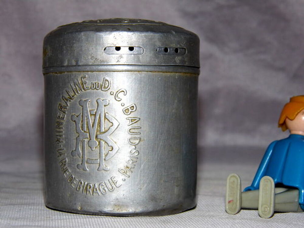 Boite de talc Min&eacute;raline du Docteur C. Baud aluminium VINTAGE 