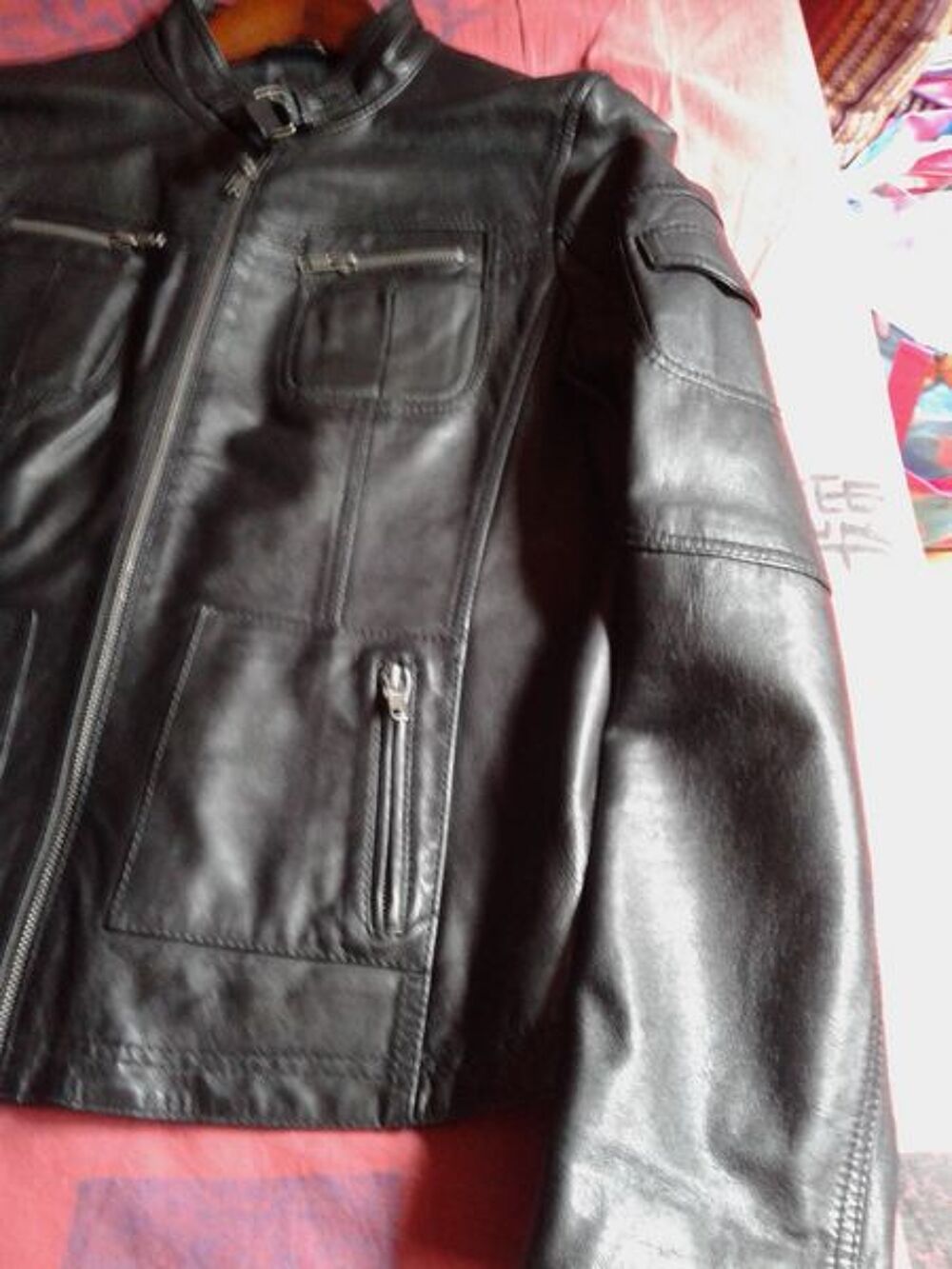 Blouson NAF NAF cuir agneau souple noir T 42 Vêtements