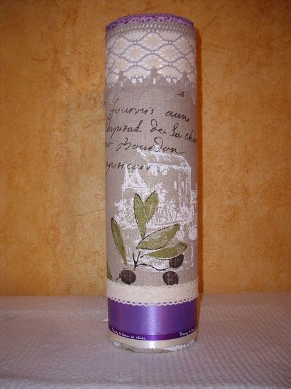 lampe verticale cylindrique Provence olive Décoration