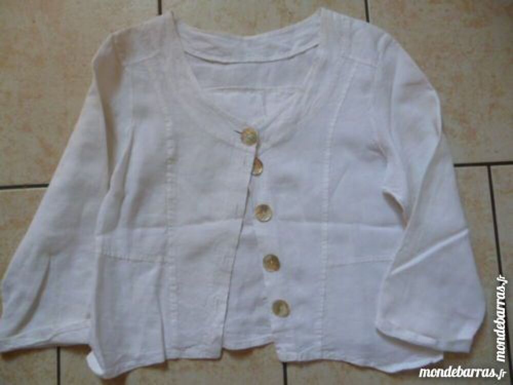 Veste Courte Blanche en lin Femme Taille 36 Vêtements