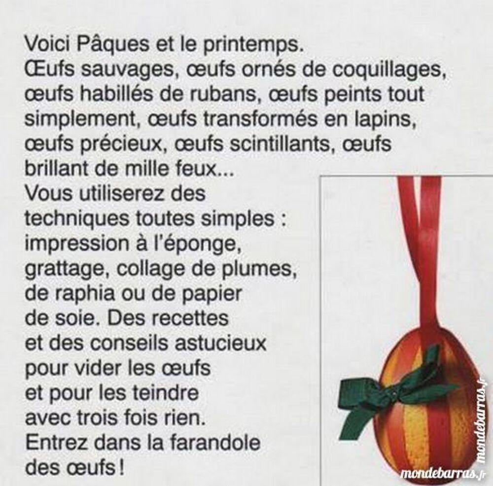 OEUFS DE P&Acirc;QUES &agrave; peindre Livres et BD