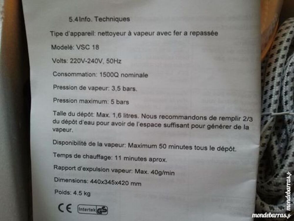 nettoyeur &agrave; vapeur Electroménager