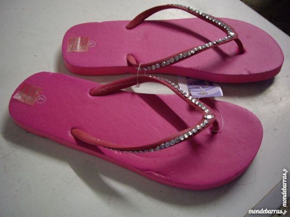 Tongs coloris Fuchsia perl&eacute; pt 41/42- neuves- &agrave; 2,50 € Chaussures