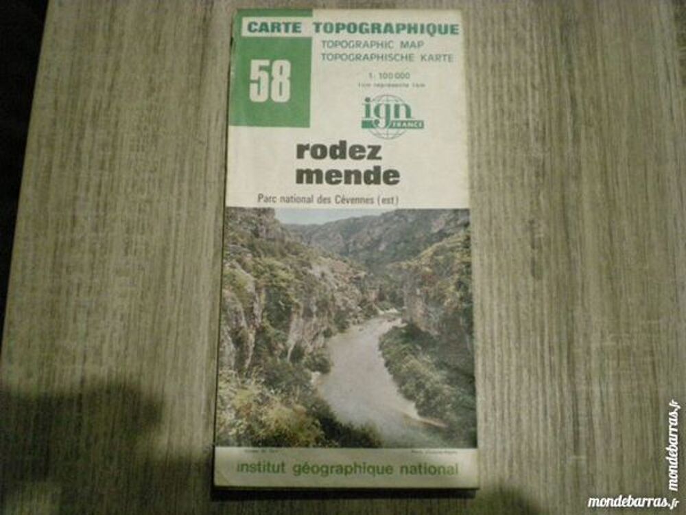 "Carte topographique Igm france "" Rodez - Mende" 