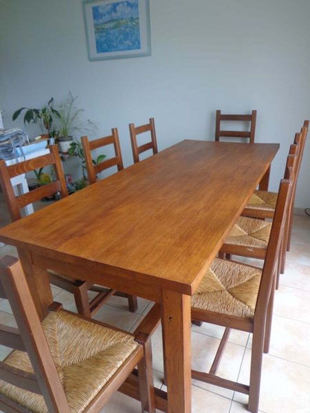 table de ferme en ch&ecirc;ne massif + 8 chaises Meubles