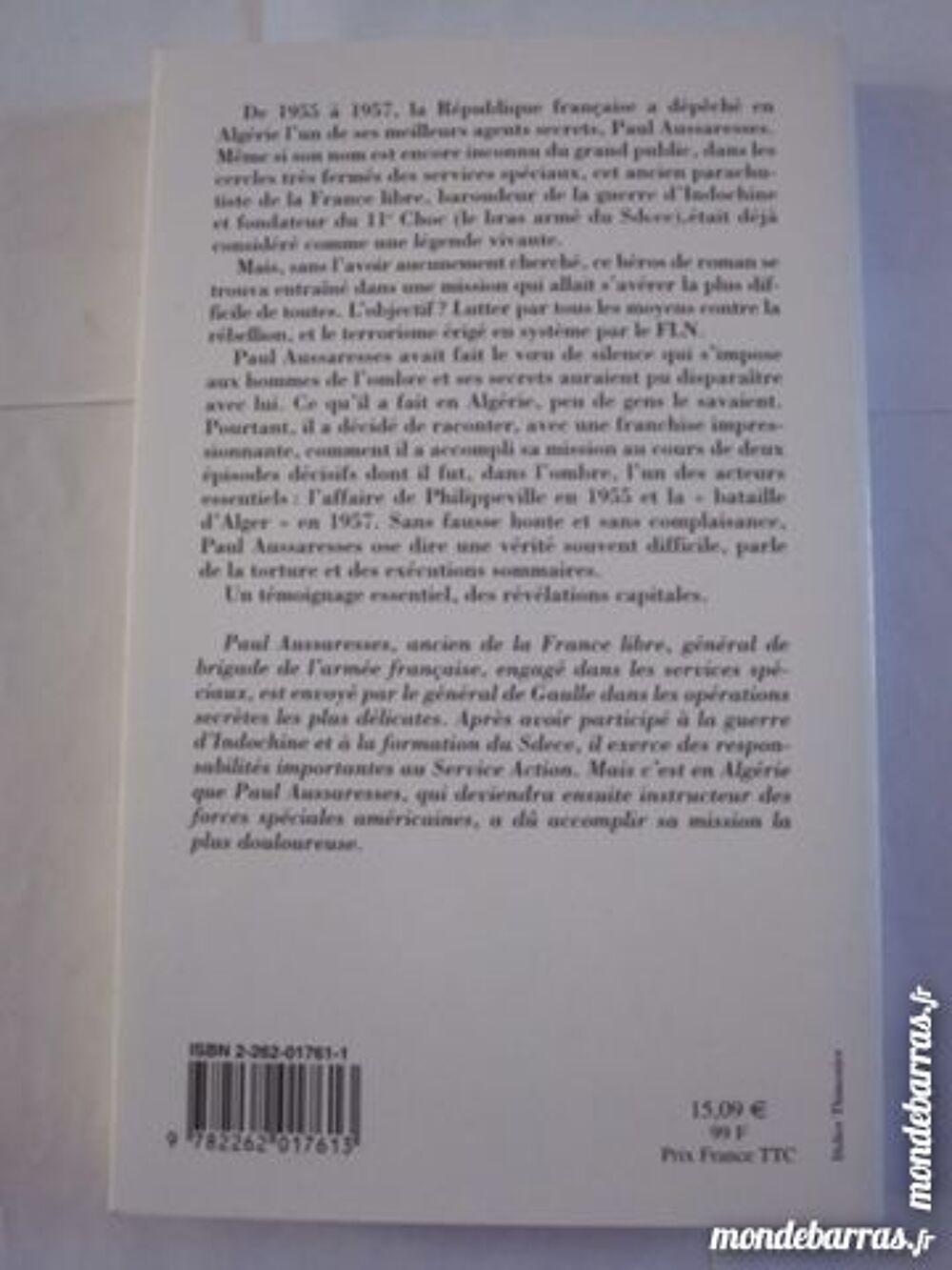 SERVICES SPECIAUX ALGERIE 1955 - 1957 Livres et BD