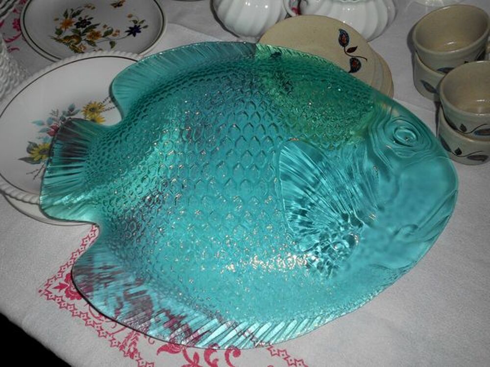 Plat plateau en verre "poisson" Décoration