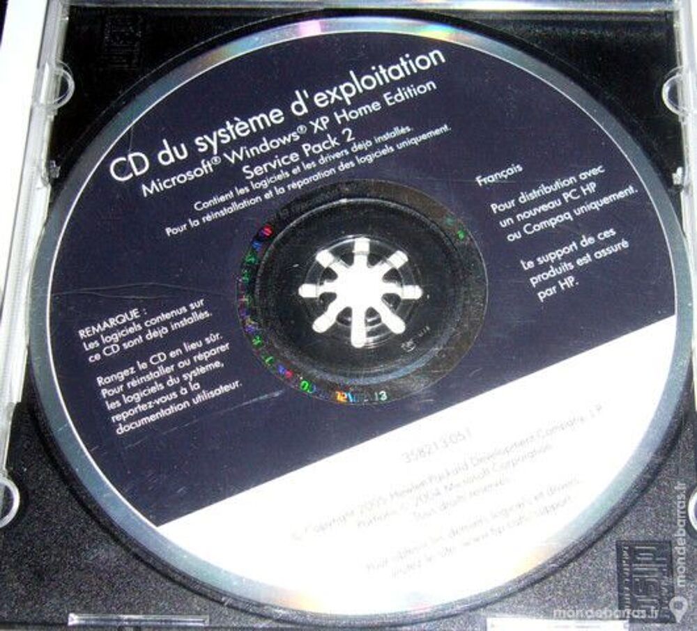 CD du systeme d'exploitation microsoft windows XP Matériel informatique