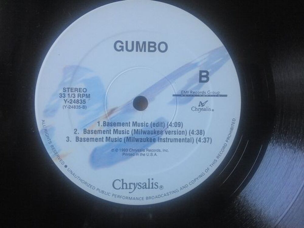 GUMBO 
BASEMENT MUSIC
VINYLE - IMPORT CD et vinyles