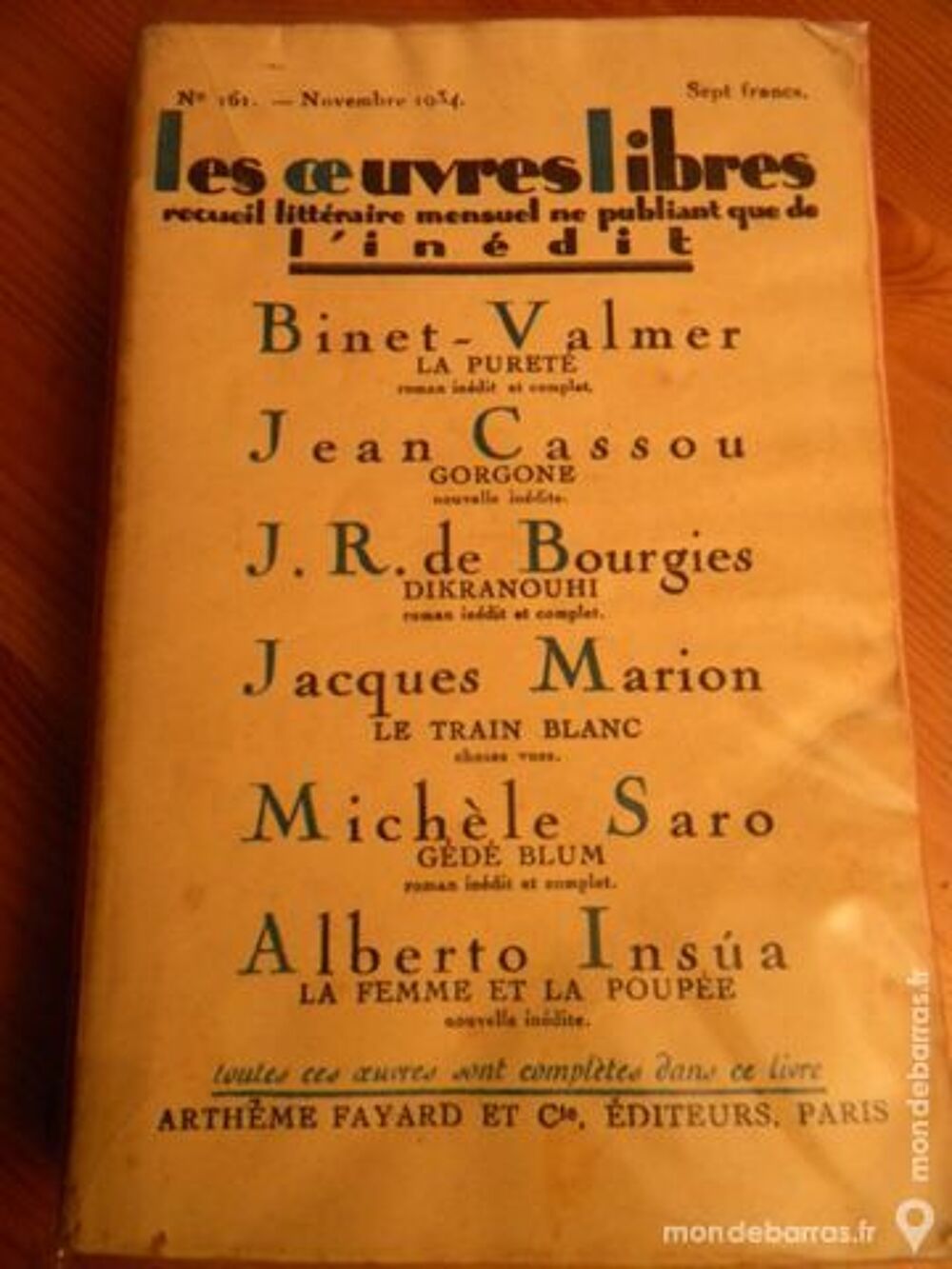 Les oeuvres Libres n&deg;161 - Novembre 1934 Livres et BD