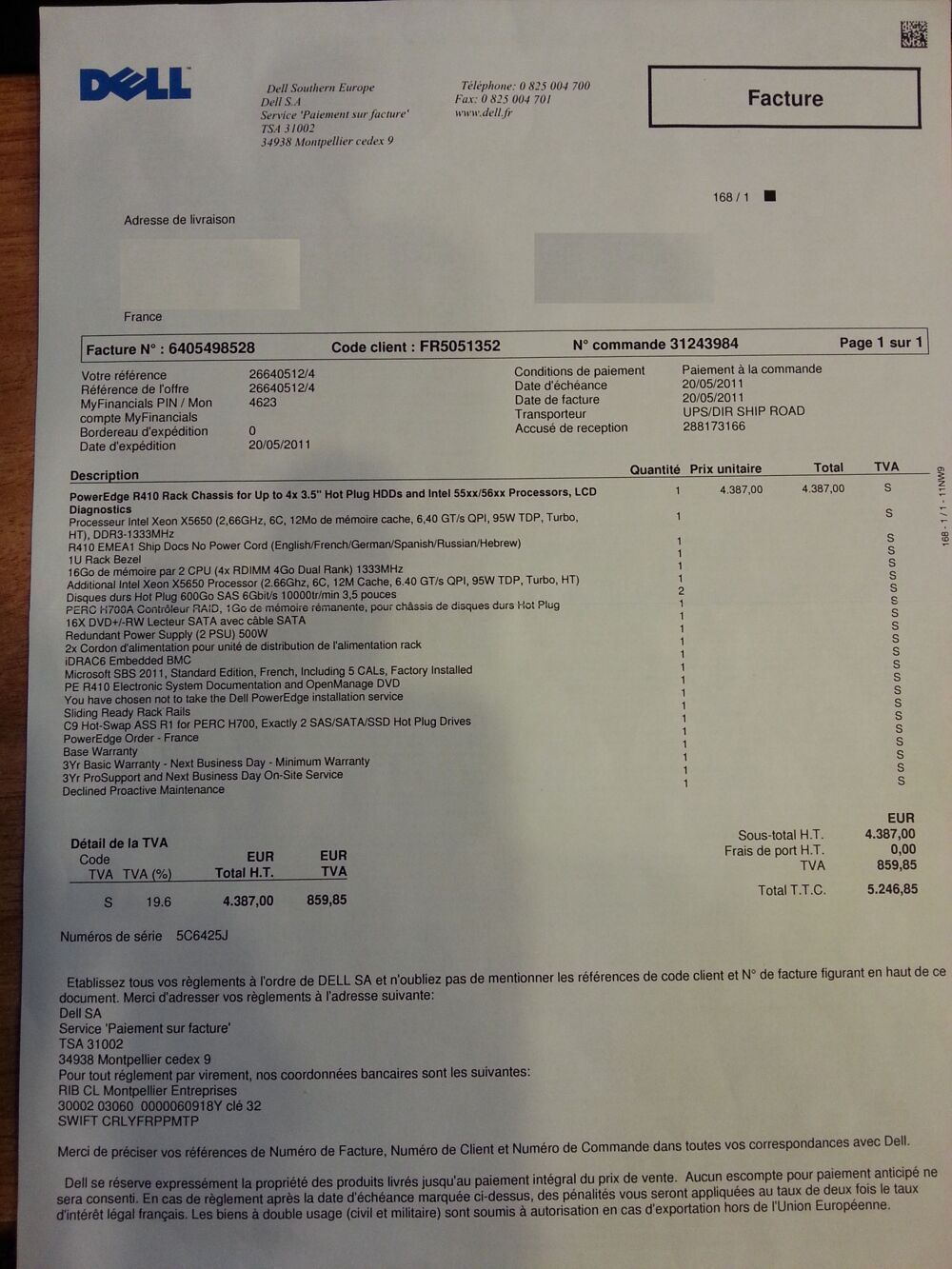 Serveur DELL PE R410 Matériel informatique
