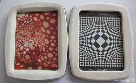 Paire de cadres 1950 en vinyle blanc cass� 100 Paris 14 (75)