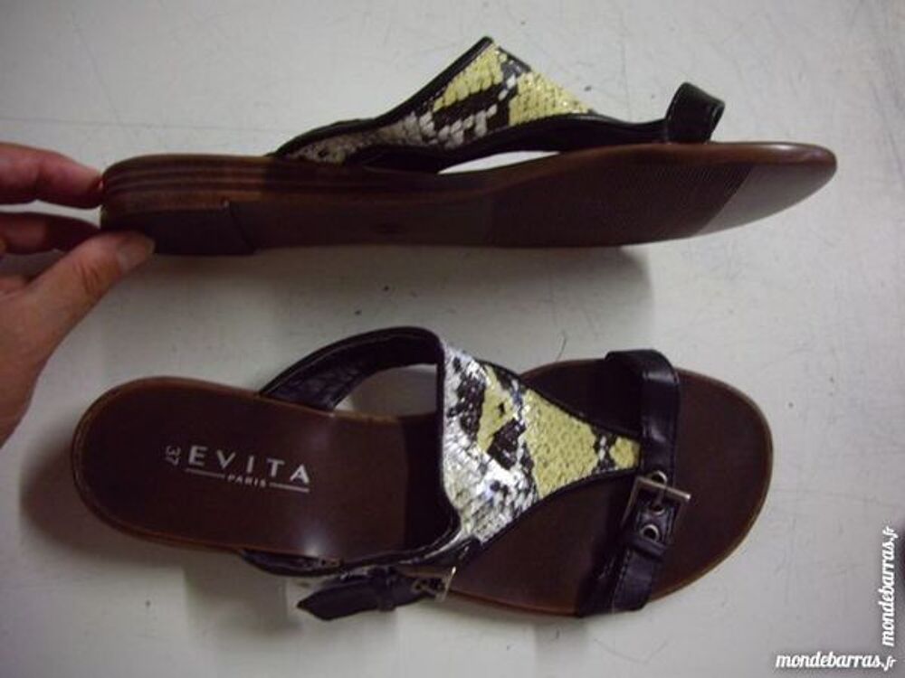 Mules l&eacute;zard&eacute;s Gris/Jaune pt 37 - neuves- Chaussures