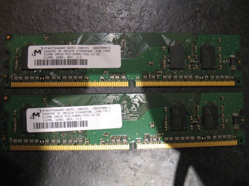 Barrettes m&eacute;moire DDR2 PC2-5300U 1GB Matériel informatique