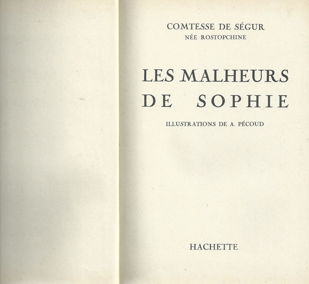 1 livre , les malheurs de sophie 1951 Livres et BD
