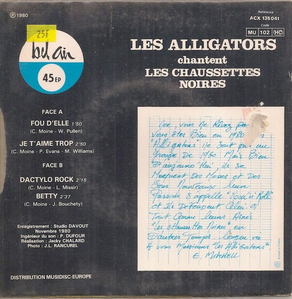 Les Alligators Chantent les chaussettes noires CD et vinyles