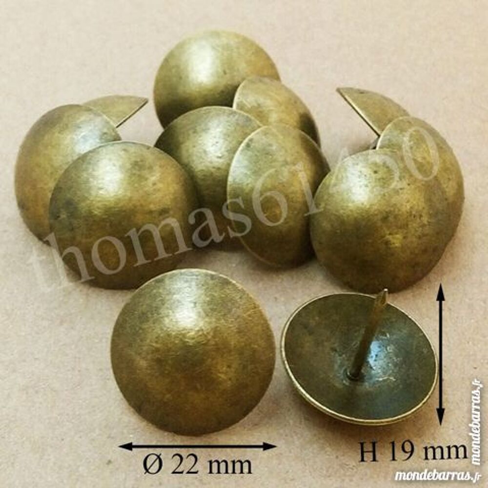 65 Clous tapissier lentille 22 mm t&ecirc;te bomb&eacute;e Bricolage
