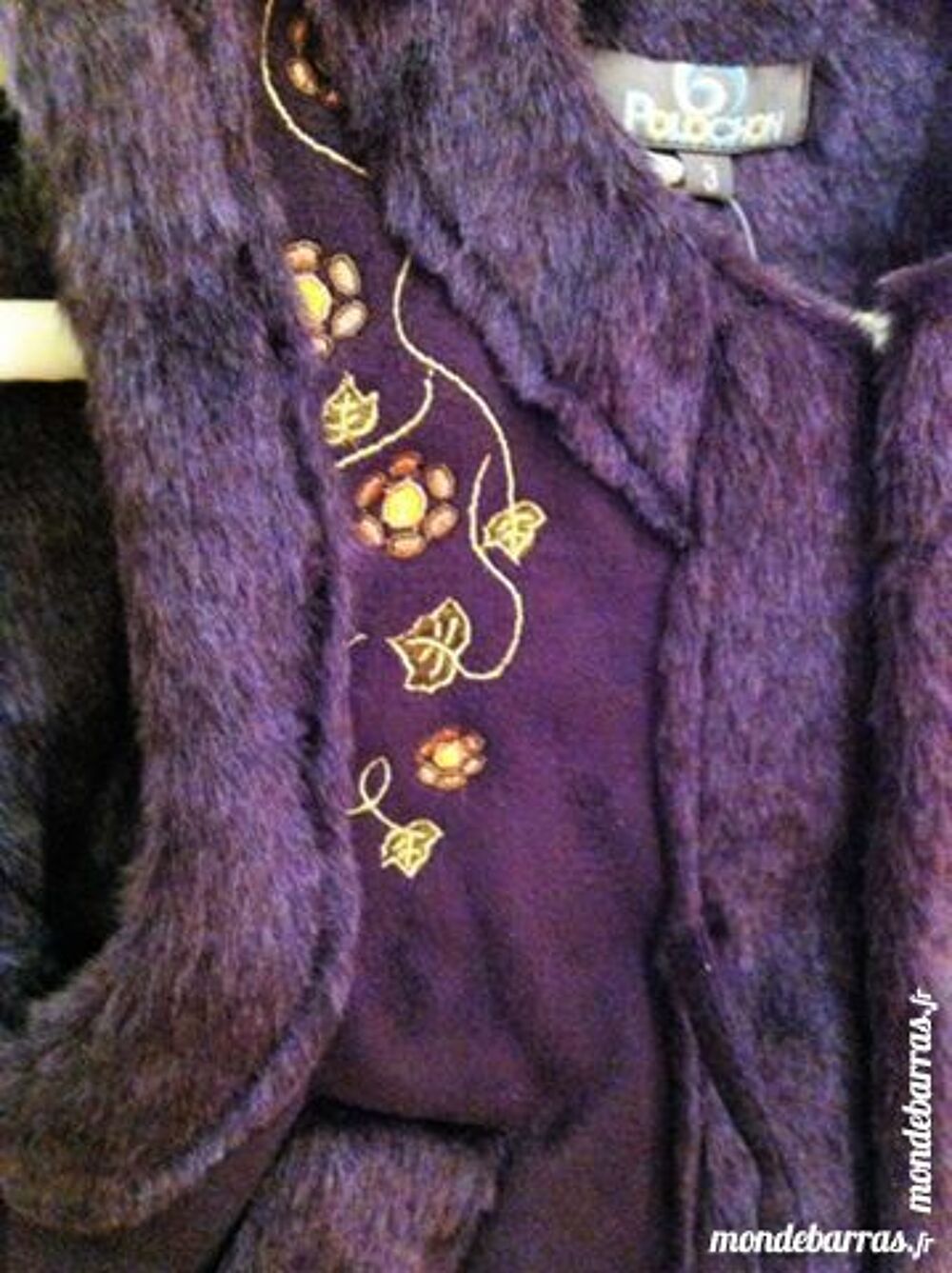 Doudoune POLONCHON brod&eacute;e, sans manche : 3ans(soh3 Vêtements enfants