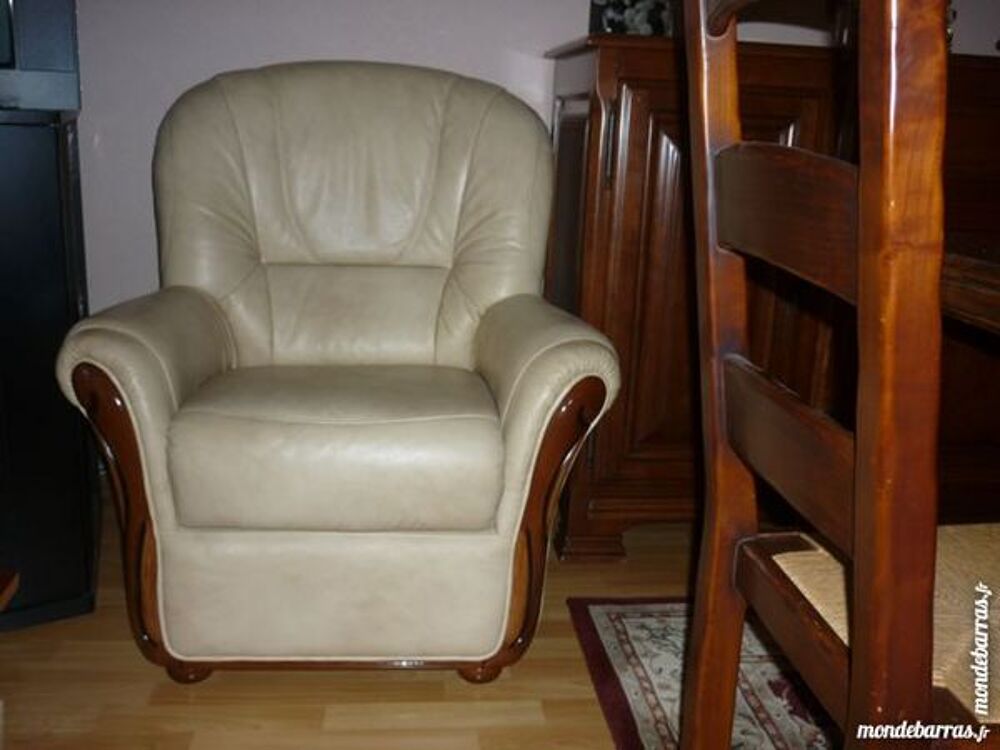 FAUTEUIL CUIR/BOIS Meubles