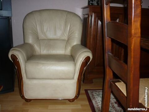 FAUTEUIL CUIR/BOIS 80 Bruges (33)