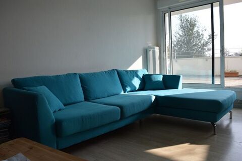 Canap angle Fly tissus turquoise 500 Auray (56)