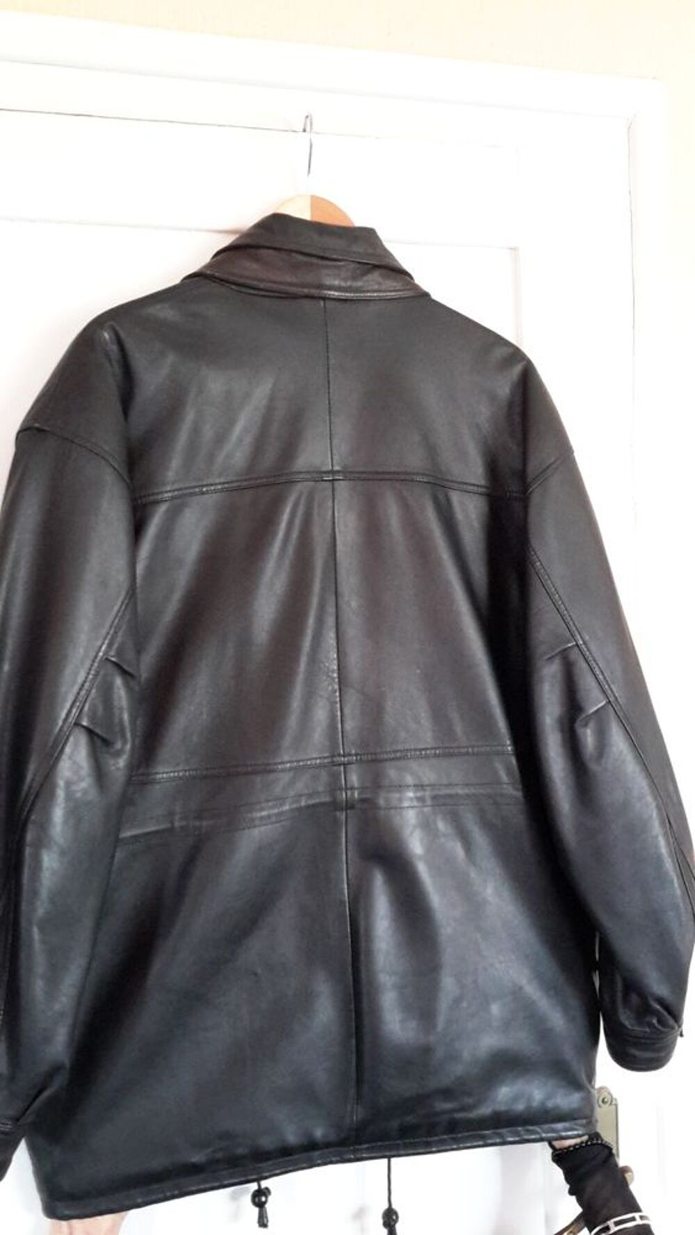 3/4noir en cuir agneau pleine fleur Vêtements