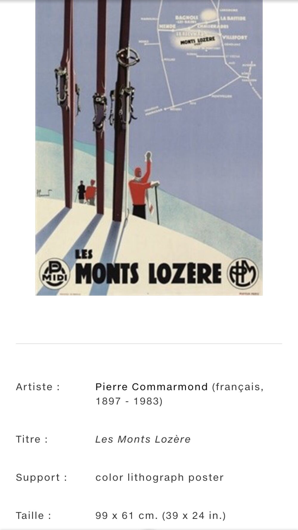 LA CIOTAT PLAGE P.L.M Sign&eacute;e DFBO Affiche en Lithographie 1989 