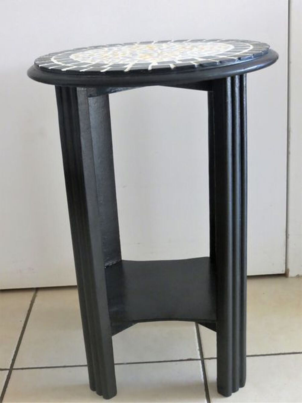  ancienne sellette, console en bois et mosaique fait main Meubles