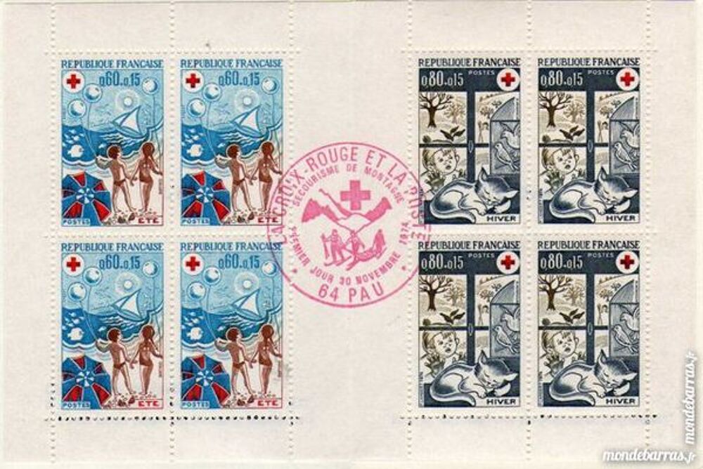 Carnet Croix Rouge 1974 premier jour d'&eacute;mission 